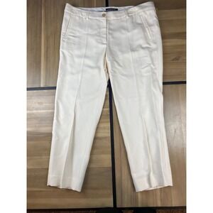 LUISA CERANO Cream Beige Cropped Trousers Pants Women Size 14